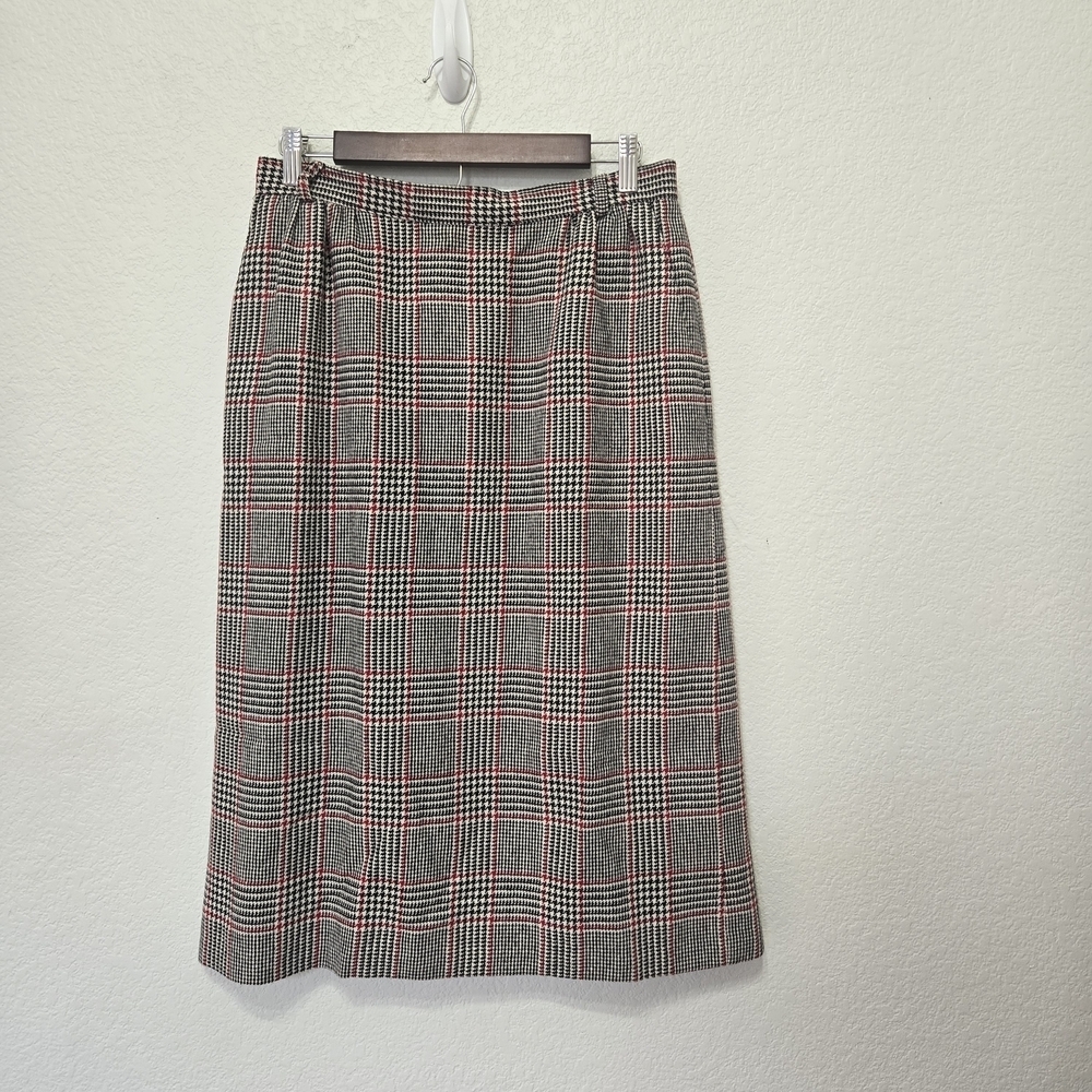 Vintage Leslie Fay Houndstooth Wool Skirt Size 14
